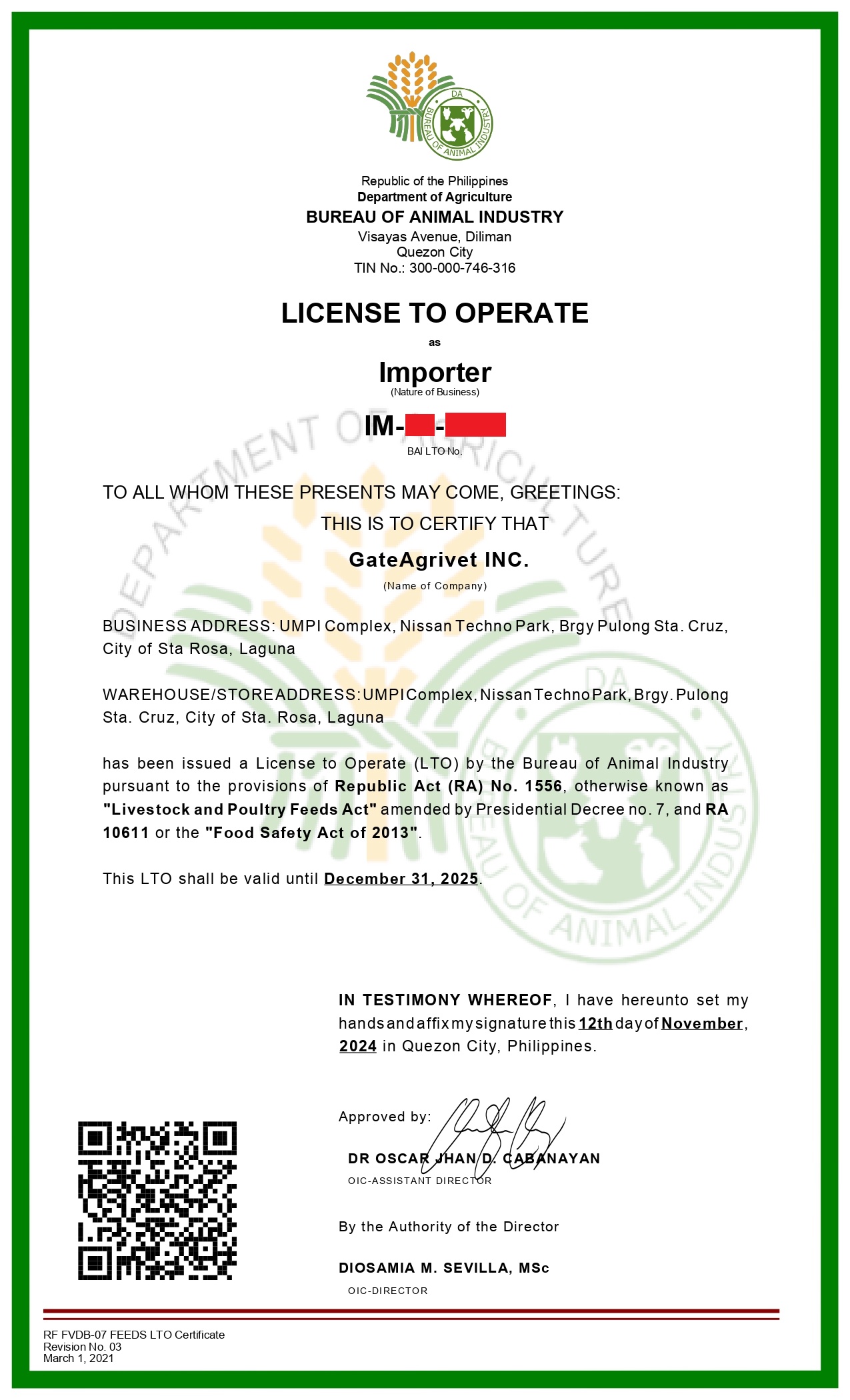 2025 LTO BAI IMPORTER.GATEAGRIVET INC._page-0001
